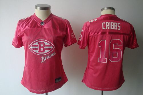 Browns #16 Joshua Cribbs Pink 2011 Women's Fem Fan Stitched NFL Jersey